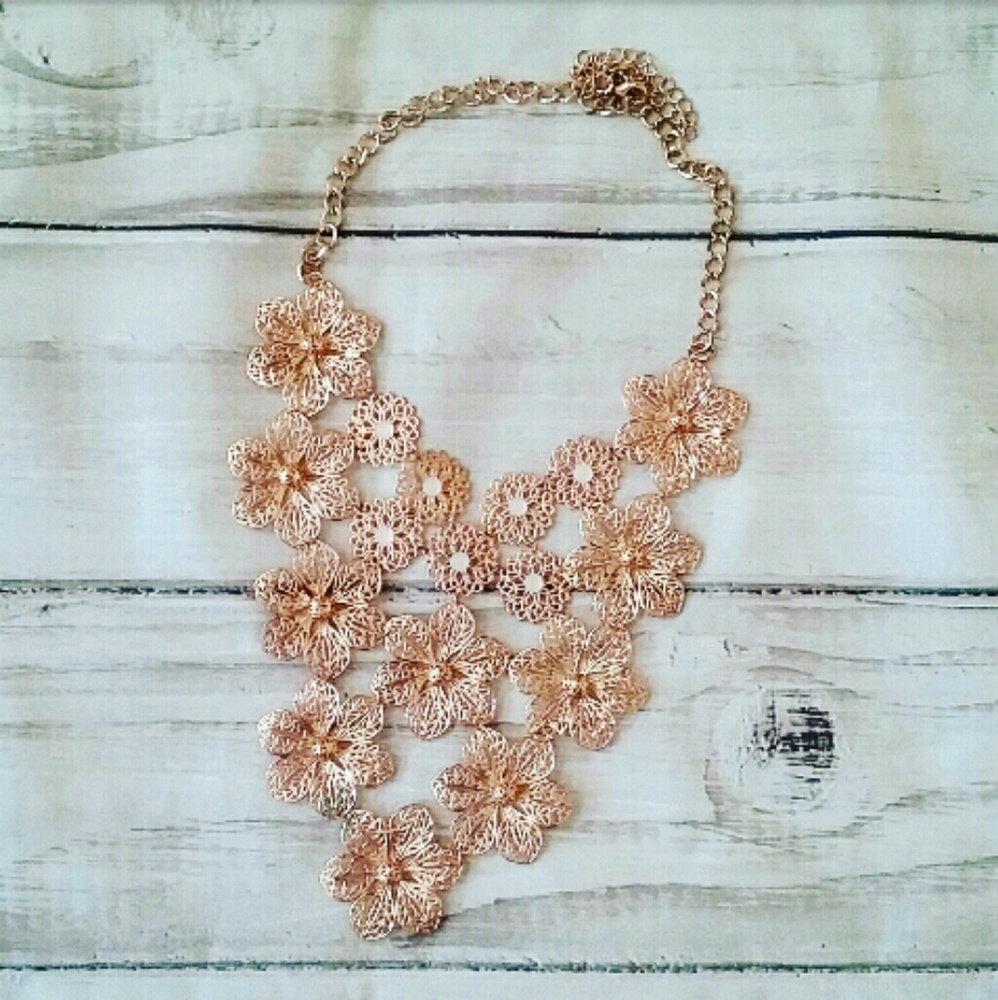 Gold flower statement necklace